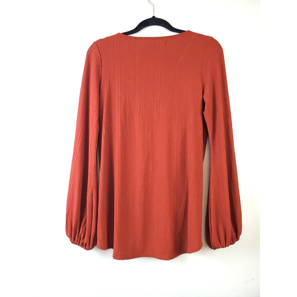 Free People Women Top XS Ruched Gathered Front Long sleeve Cropped Rust Ruched - Picture 4 of 10